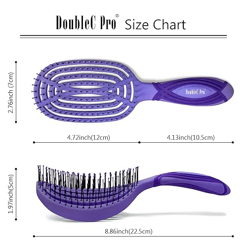 Miniatura 9 de NuWay 4HAIR DoubleC PRO - Cepillo desenredante de doble curvatura patentado en Estados Unidos es seguro para secador de pelo (jacinto)