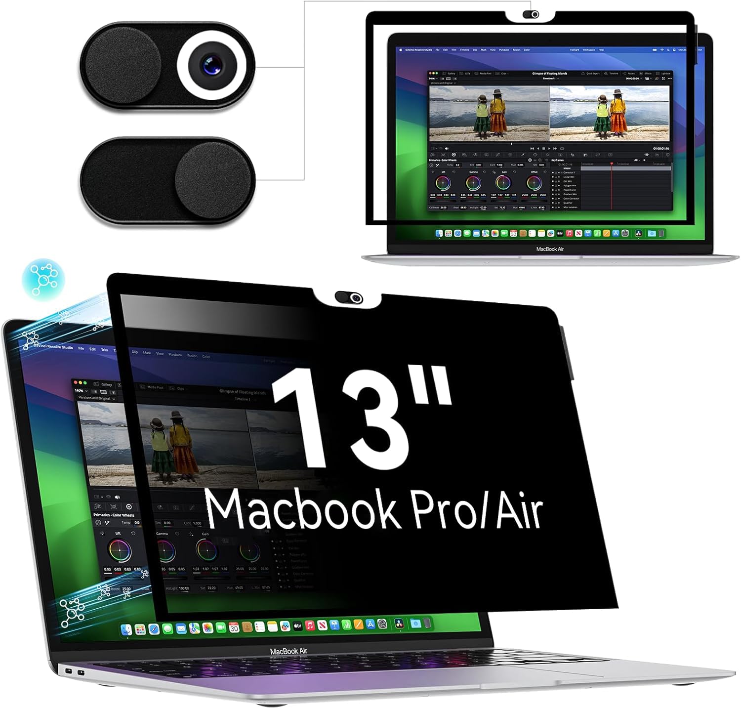 Filtre de Confidentialité MacBook Air 13" 2018-2021 M1 MacBook Pro 13 Pouces 2016-2022 M1 M2 Anti Espion Lumière Bleue