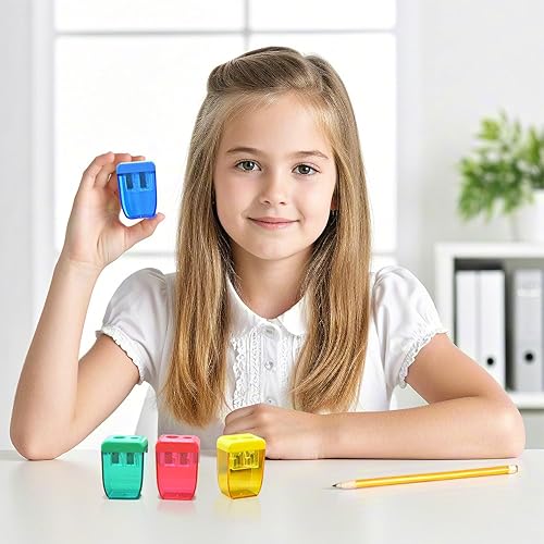 Miniatura 7 de AUSTARK 24 sacapuntas manuales, pequeños sacapuntas de doble agujero a granel para escuela, oficina, hogar, suministros de regreso a clases