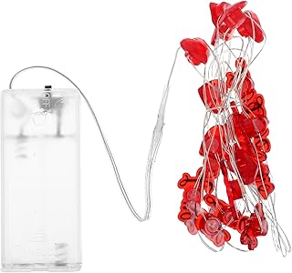 BESPORTBLE Lichterkette Valentinstag Herz LED 2m Rote Romantische Dekoration für Schlafzimmer und Außenbereich Batteriebetrieben ohne Batterie