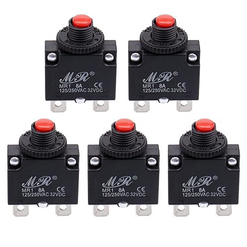 Miniatura 12 de Interruptores térmicos de 20 amperios, 125/250 V CA 32 V CC, botón de reinicio manual, protector de sobrecarga, interruptor de disyuntor de 20 A