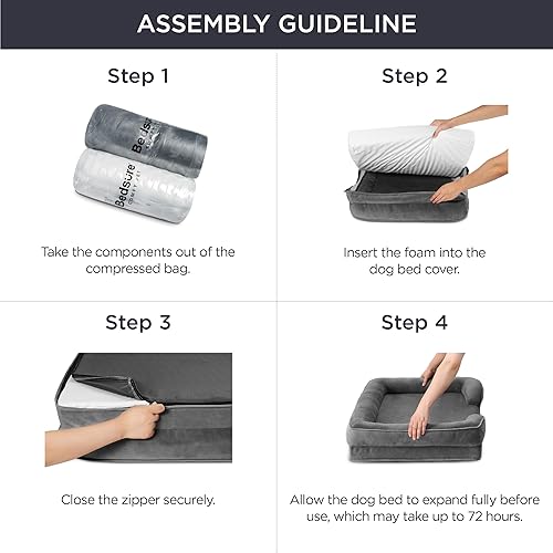 Vista 191 de Bedsure - Cama ortopédica mediana para perros, sofá cama impermeable para perros medianos, espuma de soporte con funda extraíble y lavable, forro