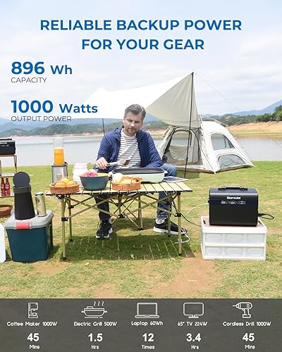 Miniatura 2 de STORCUBE Estación de energía portátil de 1000 W, generador solar de 896 Wh con 3 salidas de CA de onda sinusoidal pura, carga rápida PD de 100 W,
