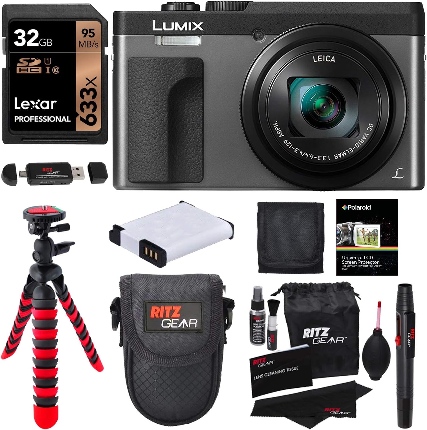 Onе-Dау Sаlе: Uр tо 60% оƒƒ Panasonic DC-ZS70S Lumix 20.3 Megapixel, 4K Digital Camera, Touch Enabled 3" 180 Degree Flip-Front Display, 30x Leica DC Vario-Elmar Lens, Wi-Fi with 3" LCD, Silver, Lexar 32GB and Accessory Bundle
