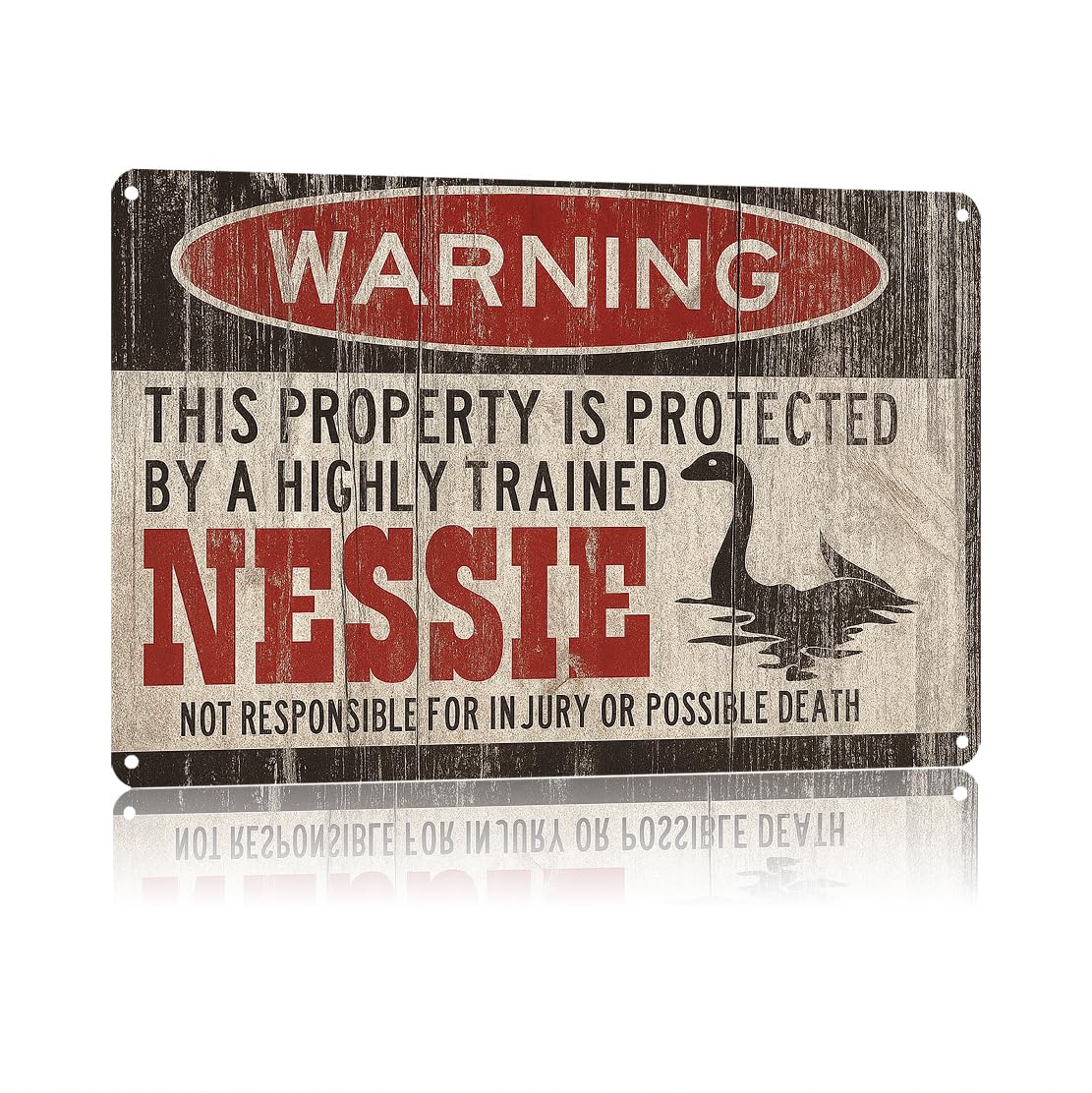 KWQDOZF Funny Metal Signs Posters Nessie Warning Sign Wall Art for Yard Outdoor Lawn Garden Home Decor 8X12inch