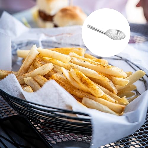 Miniatura 9 de YARDWE Cuchara de acero inoxidable para desnatar, colador ranurado, cucharón de malla fina, filtro de aceite, cucharada de colador de mandarina para