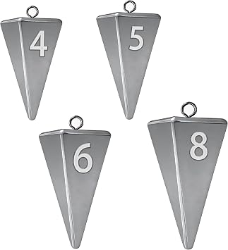 Pyramid Sinkers Fishing Weights, Saltwater Fishing Sinkers for Surf Fishing Gear Tackle - 1oz, 2oz, 3oz