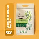 Organic Tattva Sona Masoori Rice 5kg Pack | Organic Raw Rice | Naturally Gluten Free | Unpolished Single Polished Sonamasoori, Pesticide & Chemical Free | 5kg Bag gallery image