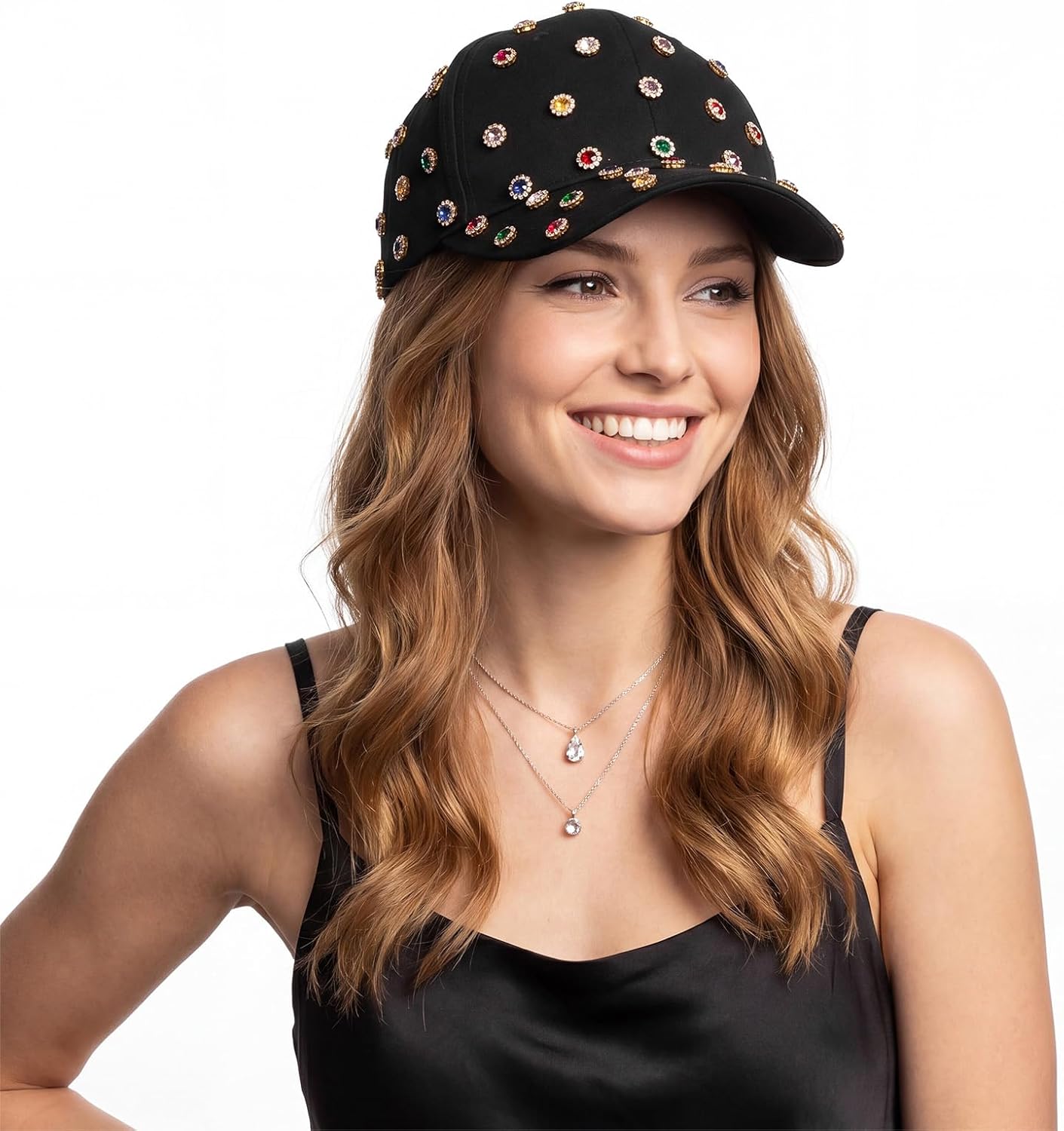 Hercicy Bling Rhinestone Adjustable Baseball Cap for Woman