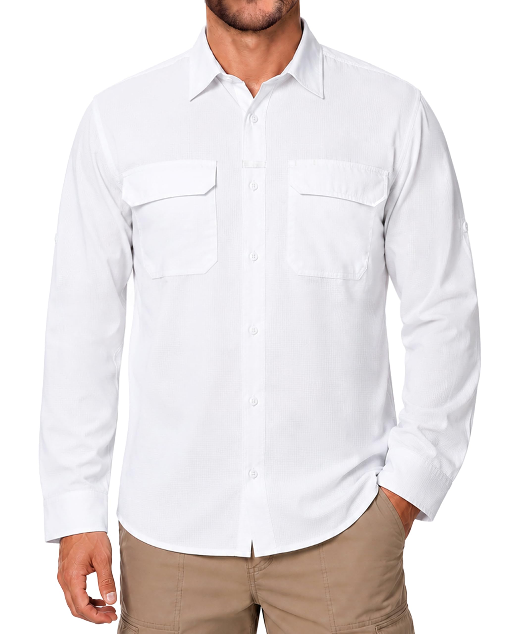 Men's Sun Protection Fishing Shirt UPF 50+ Long Sleeve Hiking Shirts