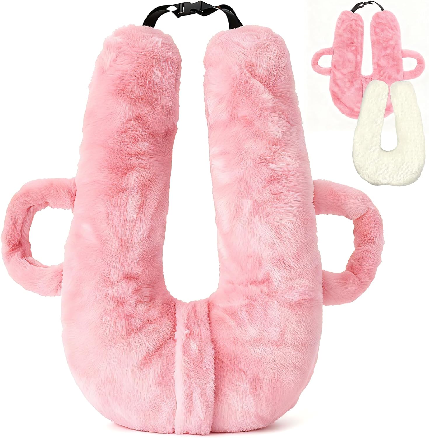 Car Pillow for Kids, Travel Pillow for Car Sleeping, Head and Neck Support Cushion with Removable Inner Insert, Washable Cover (Pink)