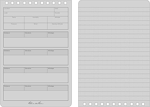 Miniatura 5 de Rite in the Rain Cuaderno de registro DOPE en espiral superior resistente a la intemperie, 4.0 in x 6.0 in, cubierta negra, parte delantera con