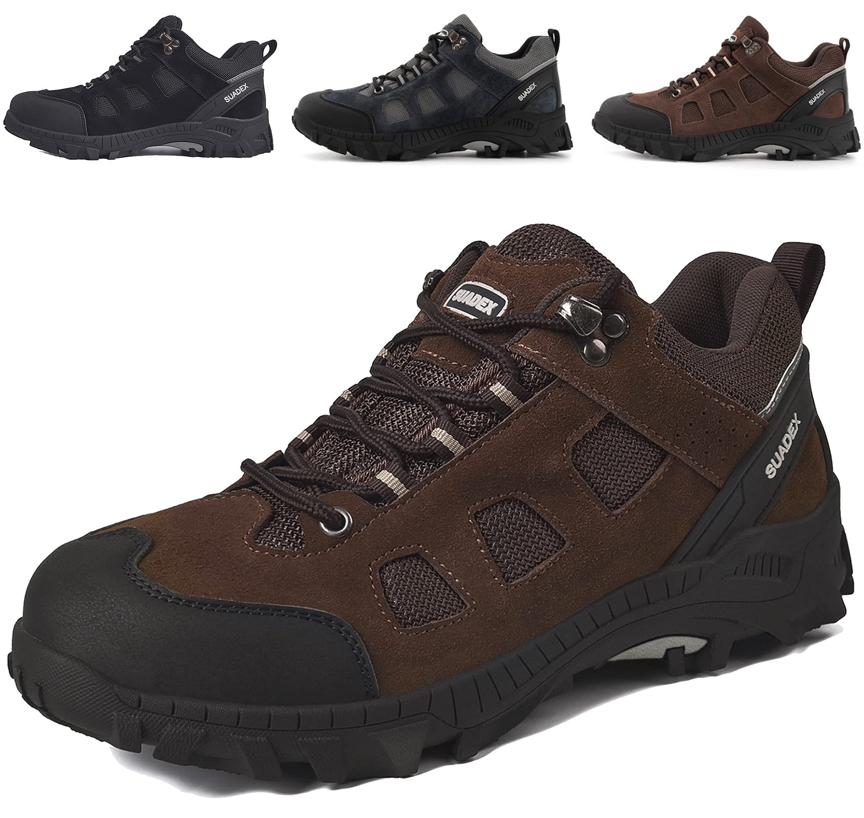 SUADEX Sicherheitsschuhe Arbeitsschuhe Herren Damen Atmungsaktiv Arbeitsschutzschuhe Stahlkappenschuhe Leicht mit Stahlkappe Schwarz 37-48 EU