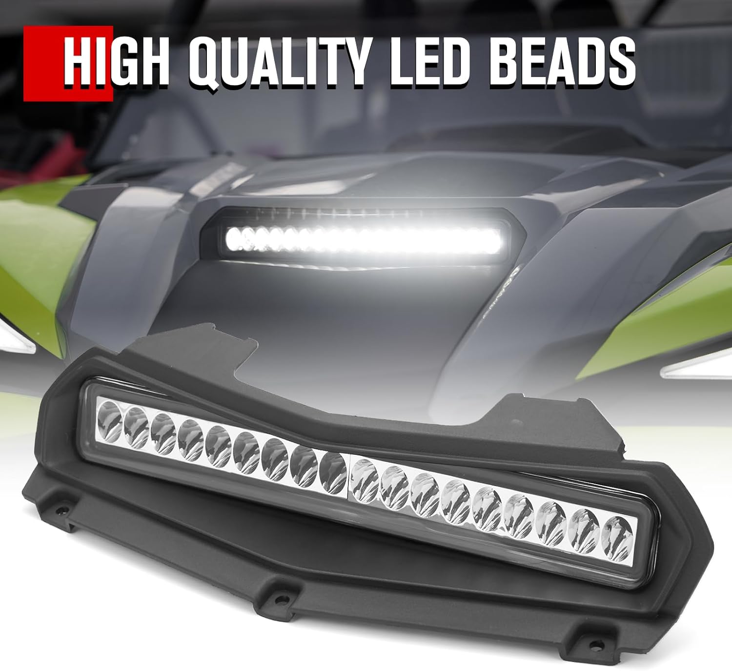 A & UTV PRO LED Hood Scoop Light, Front & Rear Door Pockets Storage for Yamaha Wolverine RMAX 2 1000 / RMAX 4 1000 2021-2024 2025, Front Auxiliary Light, Interior Seat Door Pockets Accessories, 5PCS
