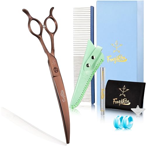 High-end Professional Dog Grooming Curved Scissors Pet Curved Shears 7.5 Inches Extremely Very Sharp Made Of Stainless Steel Alloy By Hand For Dog Cat Groomer