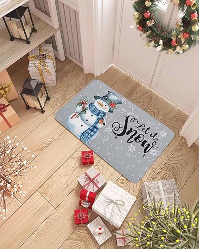 Vista 417 de Tapete de Feliz Navidad, tapete antideslizante para puerta delantera, baño, cocina, dormitorio, patio, entrada, 16 x 24 pulgadas, rojo, negro y verde