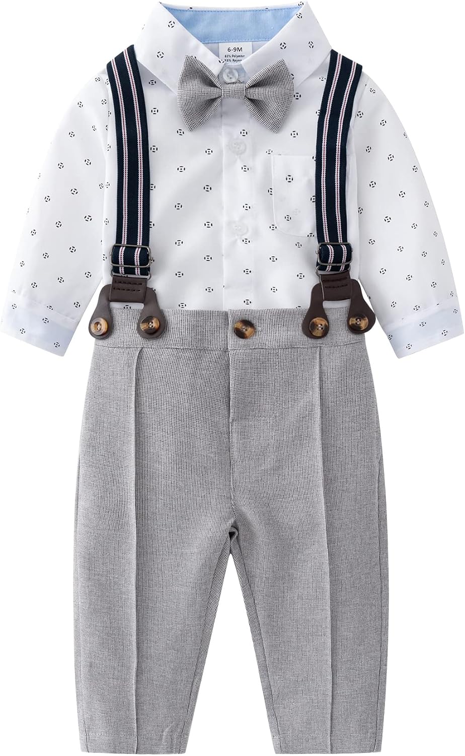 Boarnseorl Baby Boys Outfits,Infant Shirt + Pants + Bow Tie + Suspenders,3 Months to 3 Years