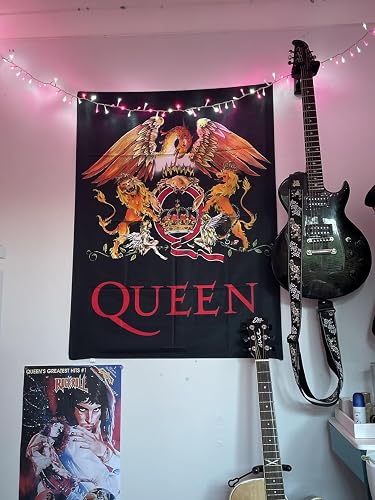 Heart Rock Original Queen Crest Flag, Fabric, Multicoloured, 110 x