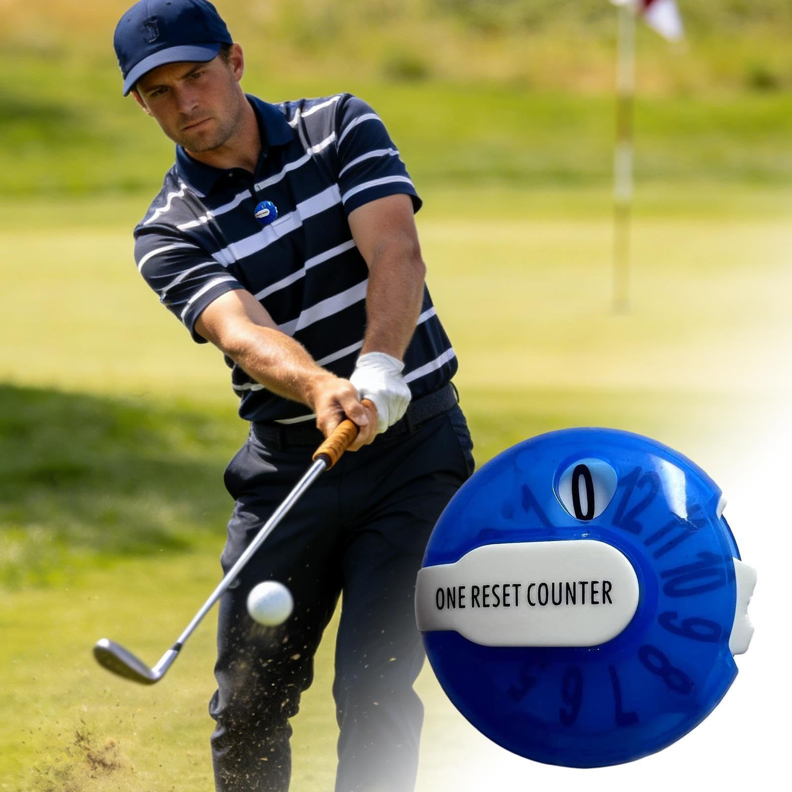 Mini Contador Golf Clicker 12 Golpes, Contador Puntuación para Guante Gorra, Reseteo Un Toque, Duradero Ligero