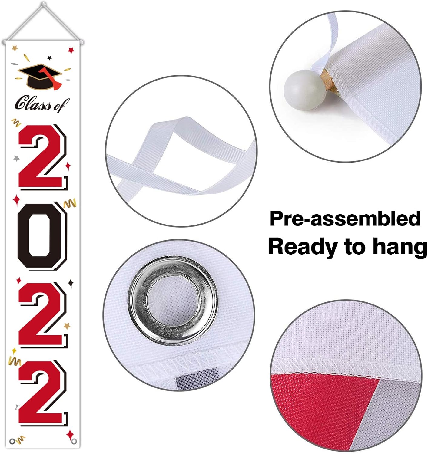 Graduation Decorations 2022 Red and Black White - Congrats Grad Class of 2022 Banners Yard Sign - Party Supplies Decor for High School College Preschool Kindergarten