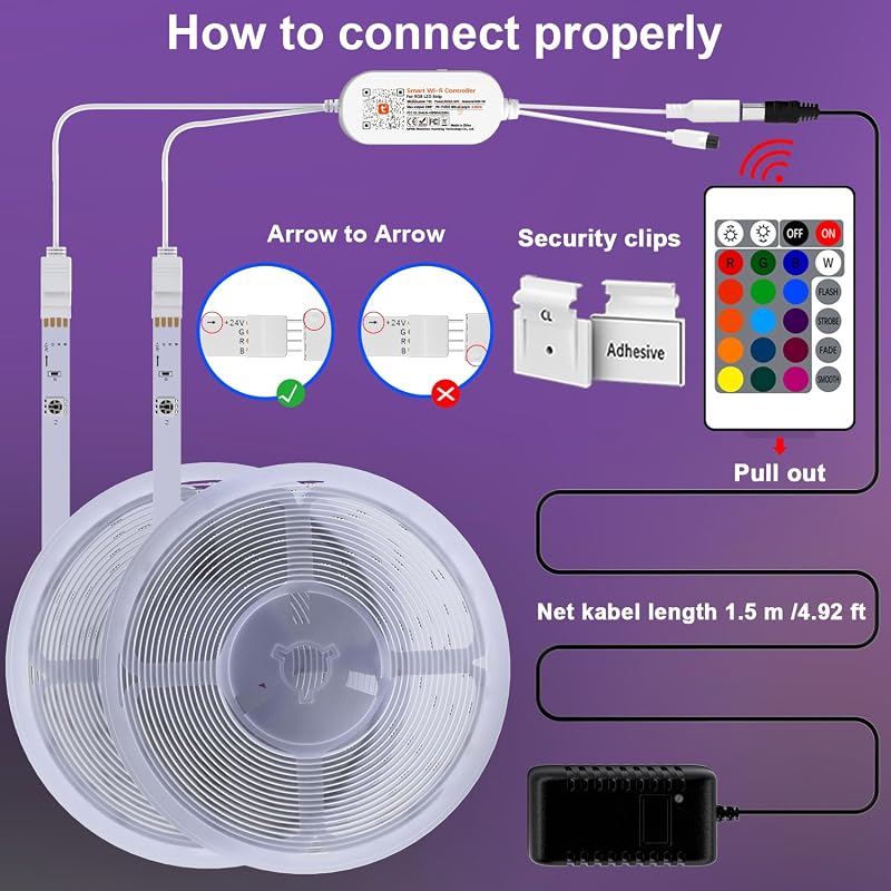 Militisto 30M RGB LED Szalag WiFi Okos Világítás Alexa Google Assistant Kompatibilis Zeneszinkron Távirányítóval 2x15m