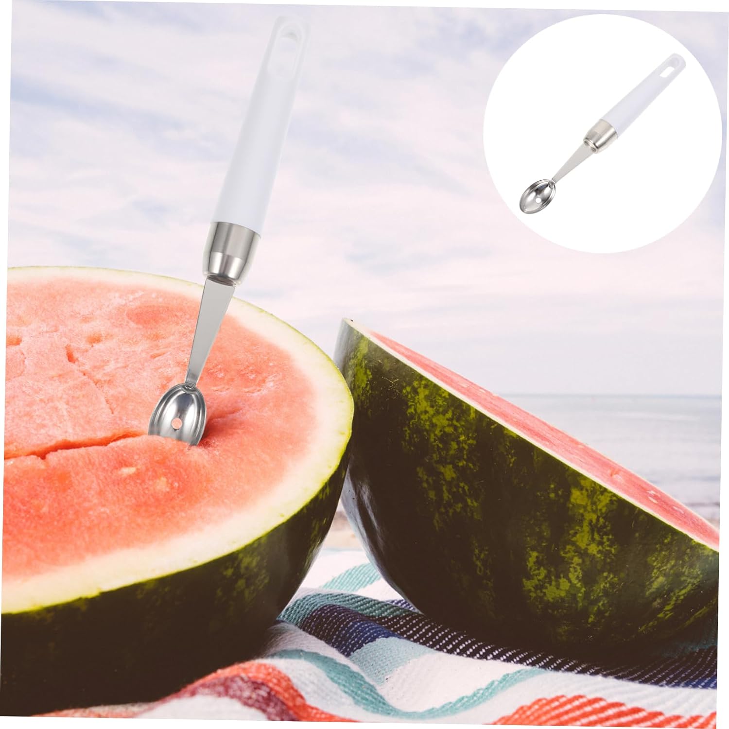 SOLUSTRE Stainless Steel Melon Scoop Easy Carving Fruit Tool Suitable for Many Fruits 1pc