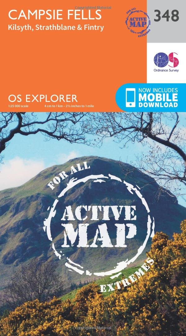 Campsie Fells Map | Weatherproof | Kilsyth, Strathblane & Fintry | Ordnance Survey | OS Explorer Active Map 348 | Scotland | Walks | Hiking | Maps | Adventure