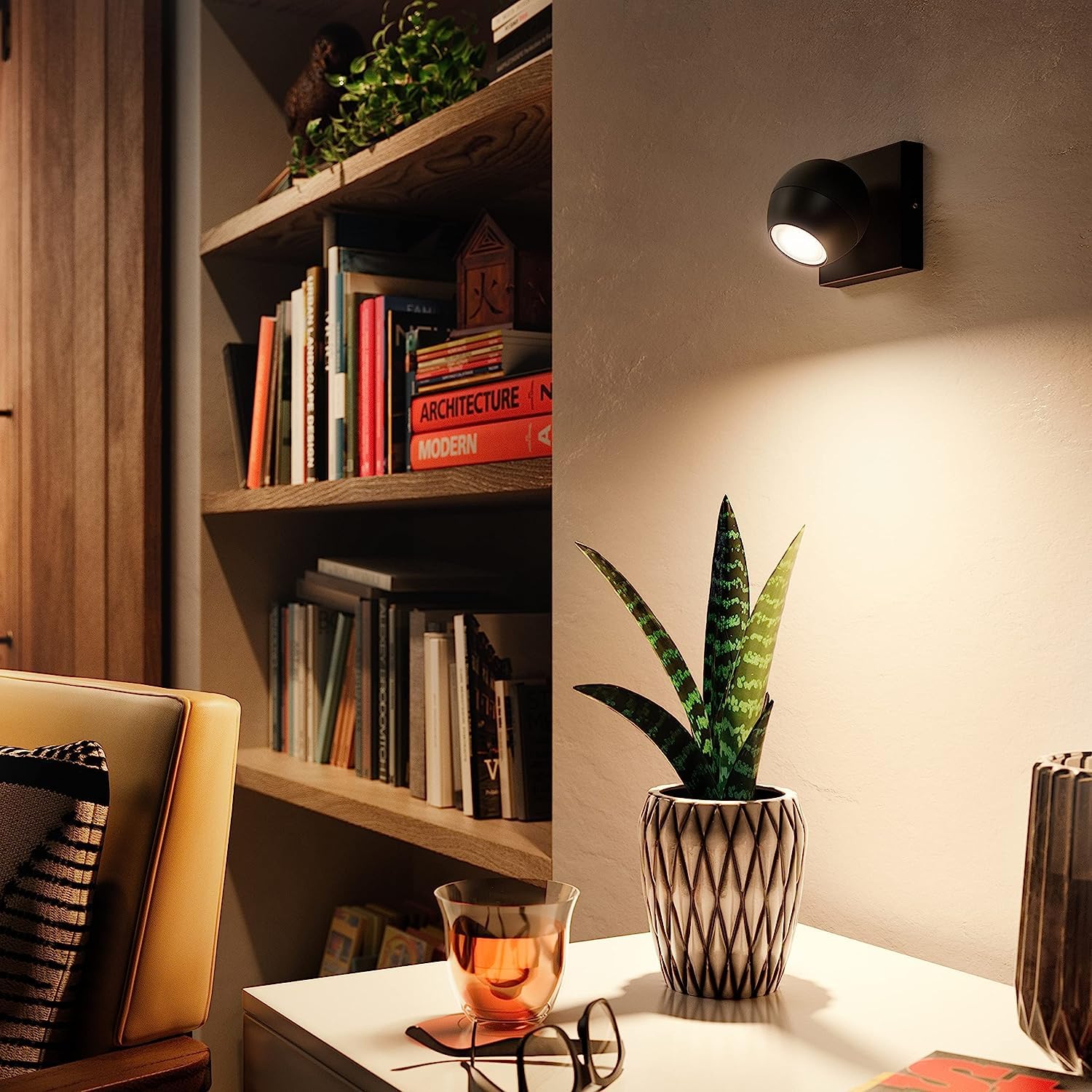 Philips Hue – Foco led inteligente Philips Hue Buckram, Luz Blanca Cálida a Fría, Compatible con Alexa y Google Home, Color Negro