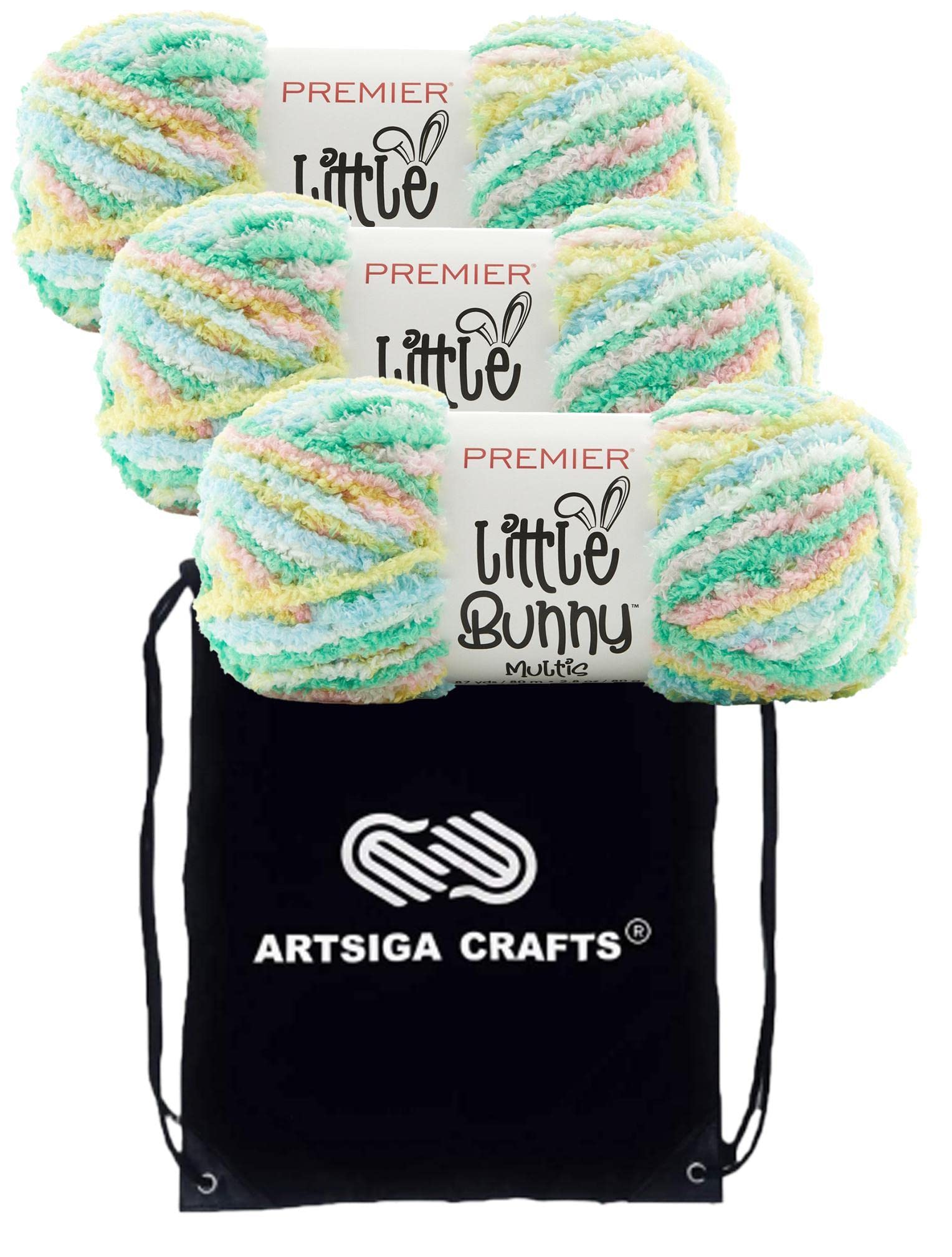 Laine chenille Premier Yarns Little Bunny Lullaby lot de 3 écheveaux gros fil polyester pour tricot