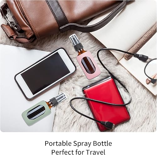 Miniatura 4 de HOMBYS Botellas de vidrio ámbar vacías de 2 onzas con protección de funda de silicona  Contenedores recargables para viajes, soluciones de limpieza,