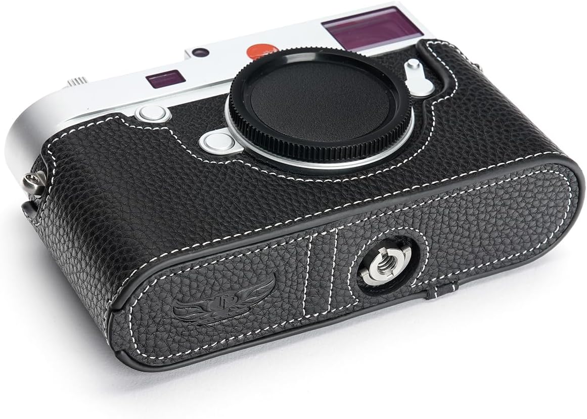 Handmade Genuine Real Leather Half Camera Case Bag Cover for Leica M10 Bottom Open Version Black Color