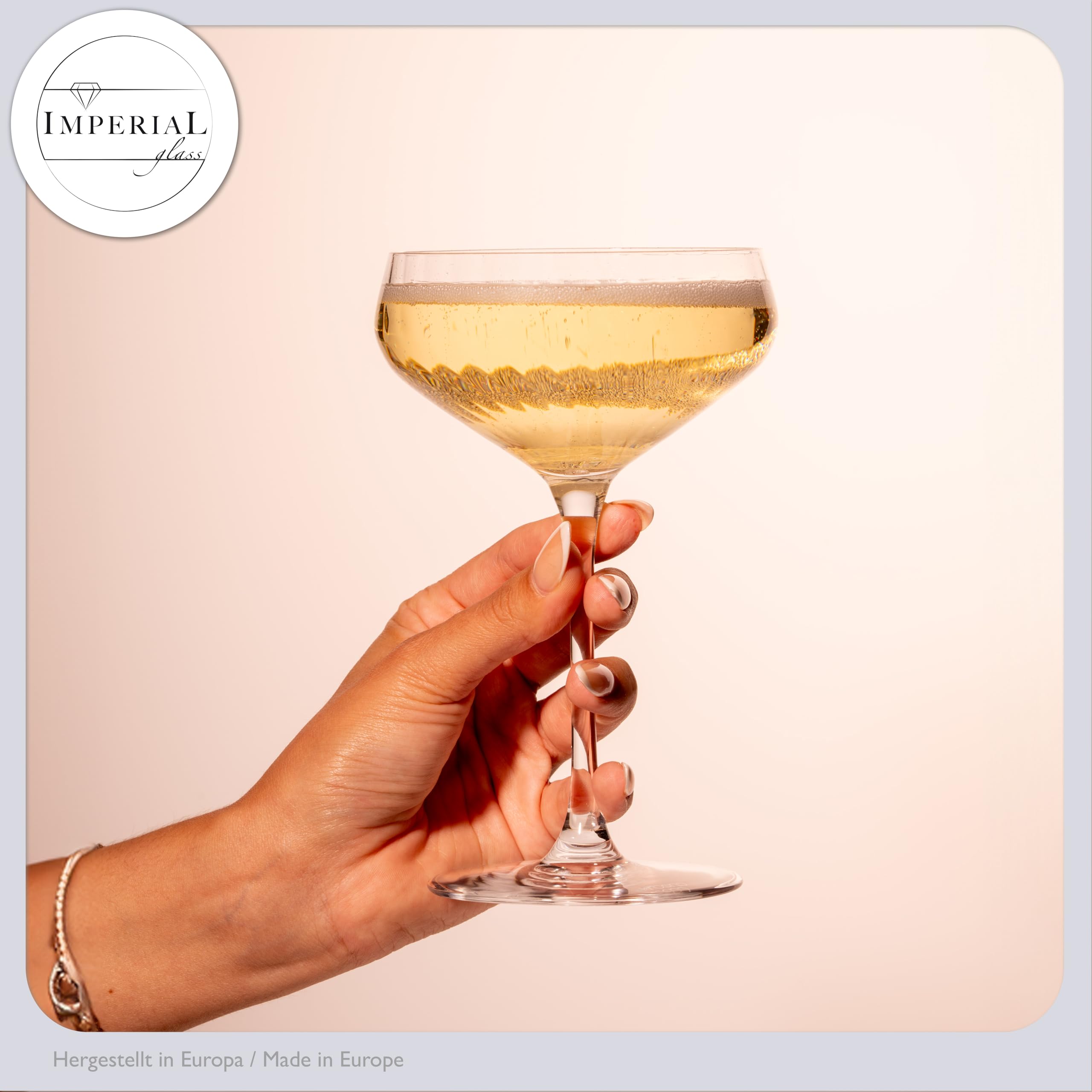 geriffelte Cocktailschalen 6er Set – Coupe Gläser transparent aus Crystalline Glas 270ml London Spülmaschinenfest