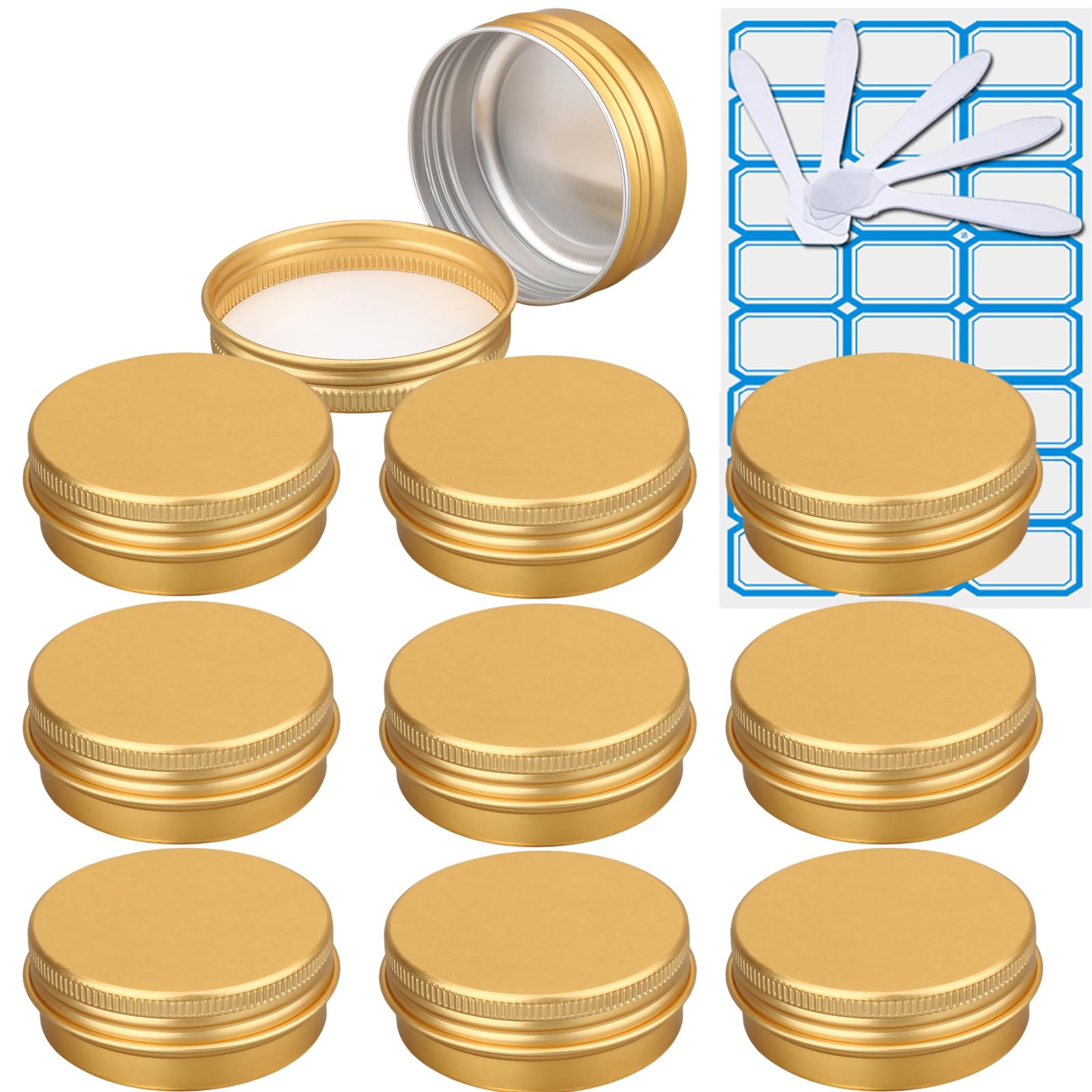 10 Piezas Tarros de Aluminio con tapa Rosca 15ml, Negro Mate Tarros de Aluminio Vacíos Redondo para Contenedor De Cosméticos Cremas Caja de almacenaje con 5 Espátula y 1 Etiqueta — view 24