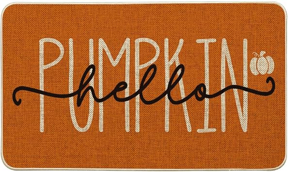 Artoid Mode Orange Hello Pumpkin Fall Doormat 17x29 Inch