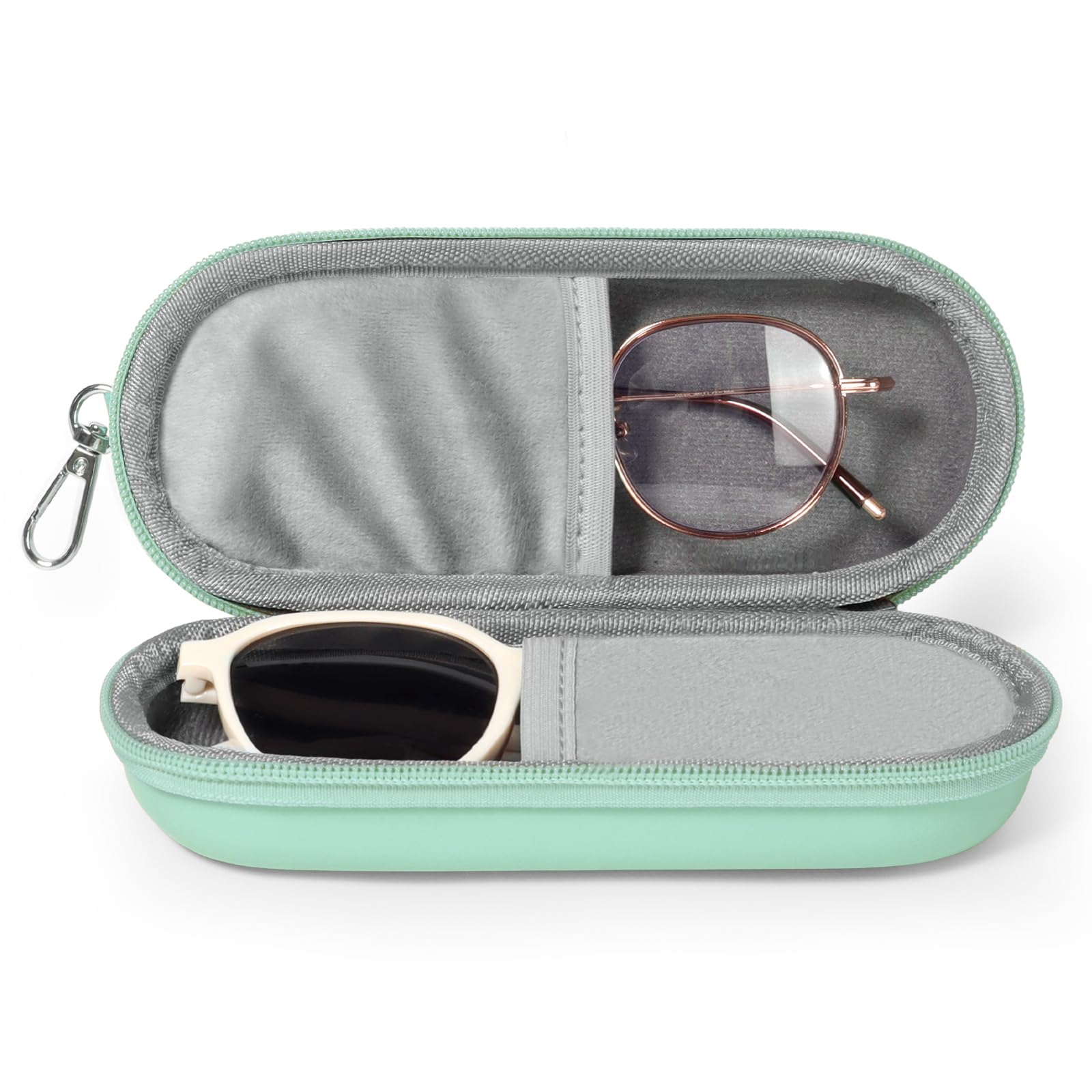 Double Eyeglasses Case, Dual Glasses Sunglasses Organizer with Zipper Closure, Eyewear Storage Box for Men Women Travel