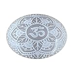 Amazing Gemstone Selenite Palm Stone - OM Engraved Hot Massage Worry Stone for Natural Body Chakra Balancing, Reiki Healing and Crystal Grid