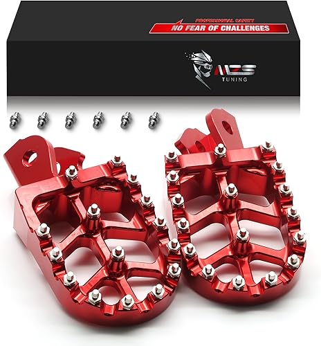 MZS Estriberas para Moto de Cross, Reposapiés CNC de Motocross MX Pedal de Descanso Rojo Compatible con CRF250F CRF230F CRF150F XR150L Sur Light Bee