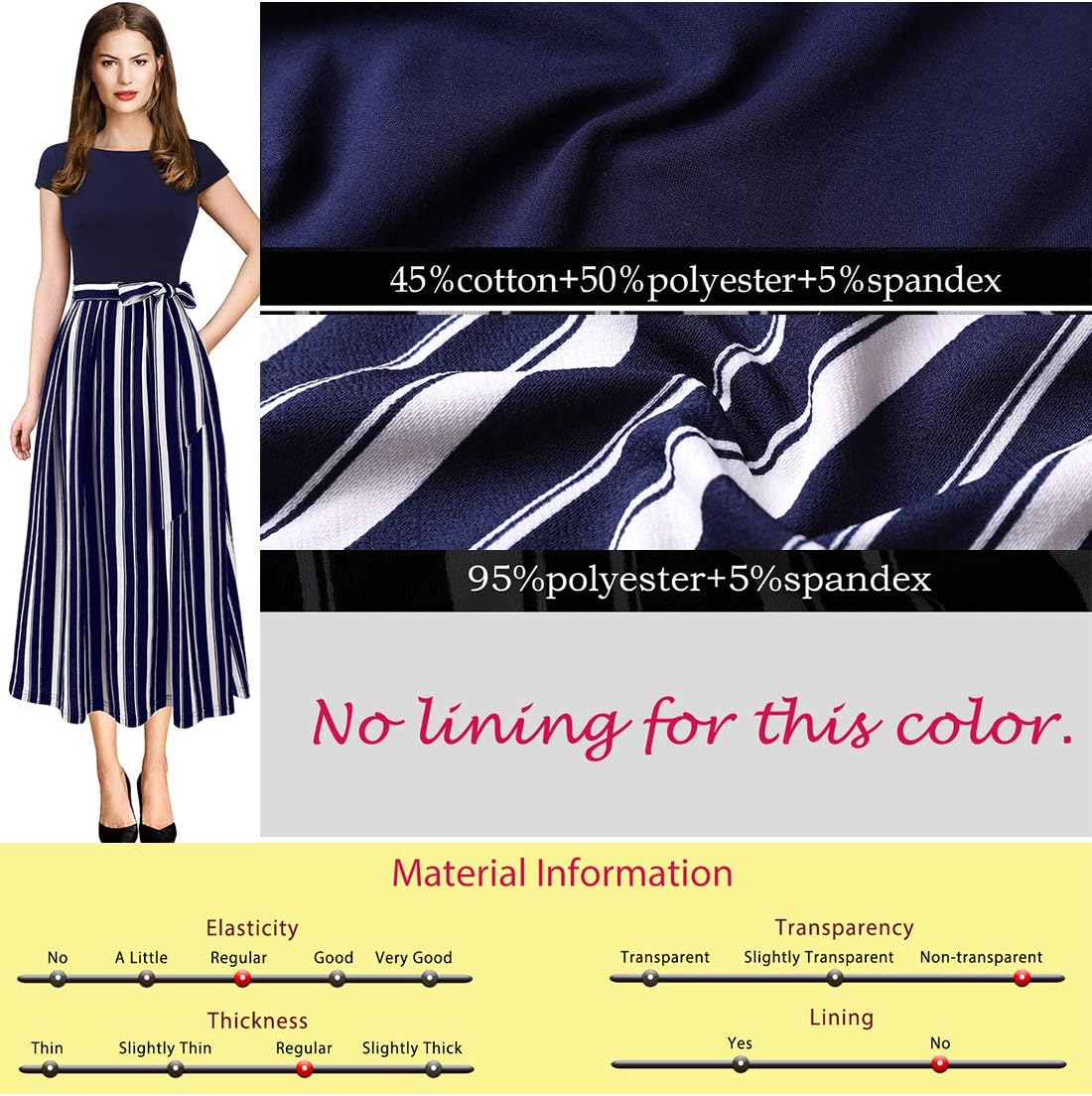 VFSHOW Womens Elegant Patchwork Pockets Belted Pleated Work Office Business Casual Party A-Line Midi Dress - Image 5