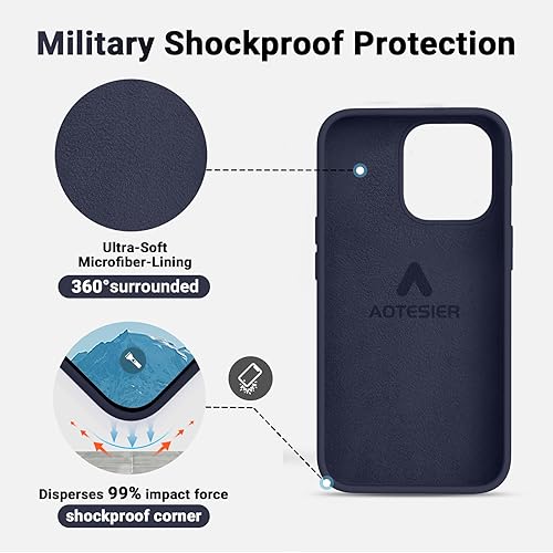 Miniatura 4 de AOTESIER Funda diseñada a prueba de golpes para iPhone 14 Pro Max, silicona de grado alimenticio, protección militar contra caídas, con forro