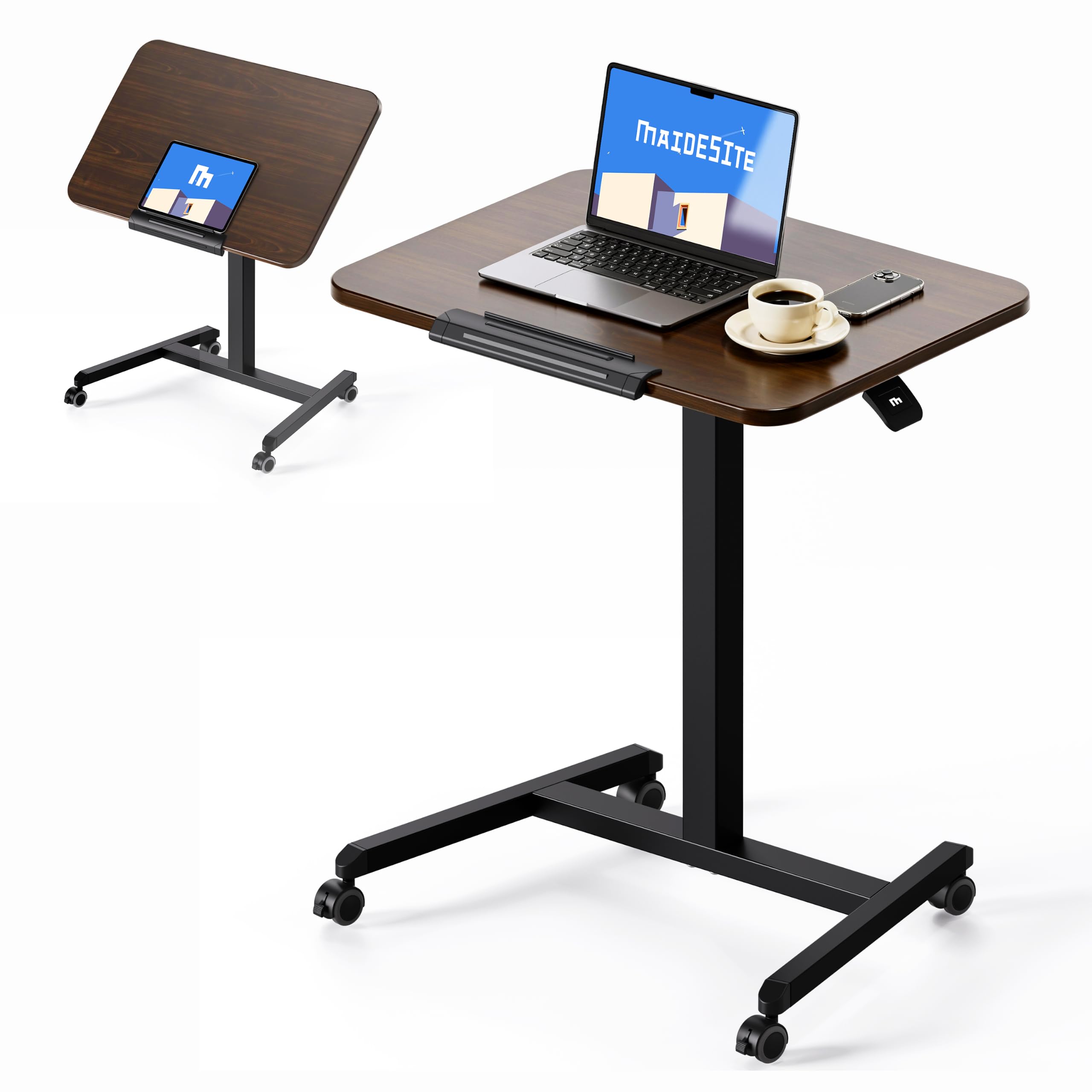 MAIDeSITe Fit Pro Over Bed Table with Wheels, Height Adjustable Desk