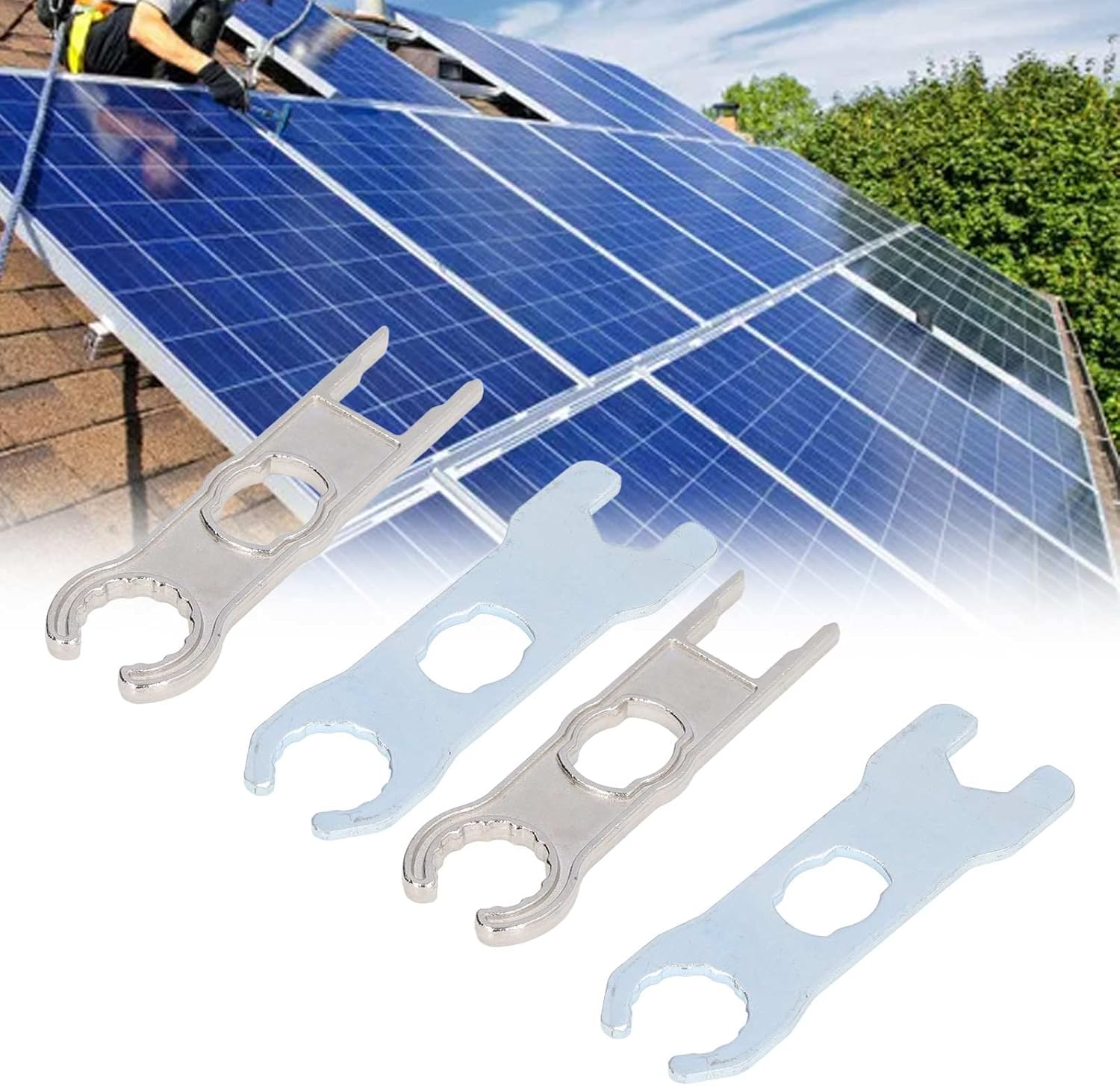 Solar Panel Connector Tool 4Pcs - Solar Metal Spanner Wrench for PV System Wire Assembly/Disassembly Tool