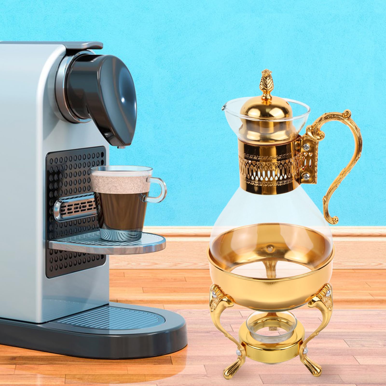 iplusmile Arabisches Kaffee aus Glas und Aluminiumlegierung, Gold