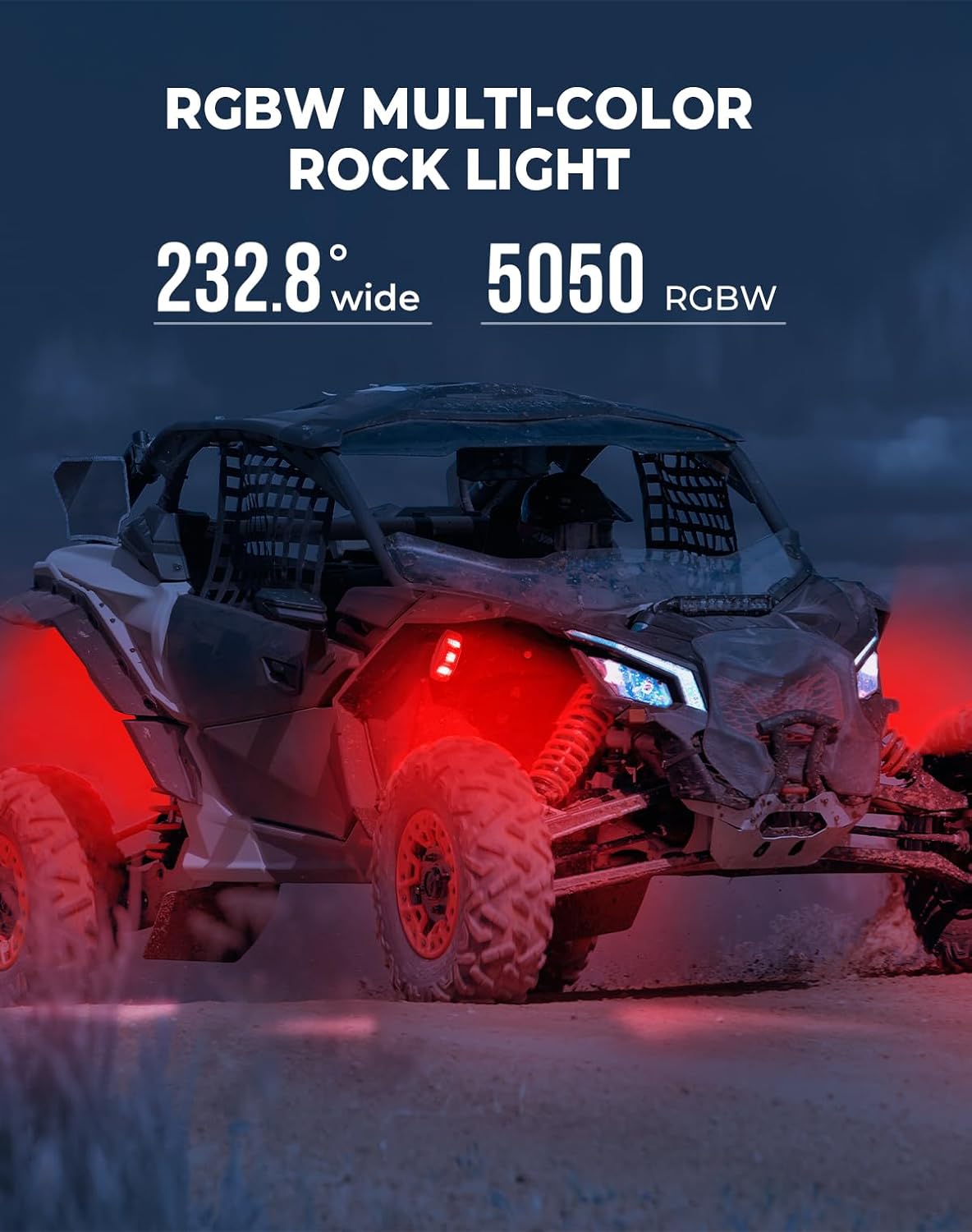 KEMIMOTO 6 Pods LED Rock Lights for Truck UTV, APP/RF Dual Control Underglow Multicolor Neon Light Pod Universal Lighting for ATV, Car, Golf Cart, RV, Compatible with Can-Am X3 Polaris RZR Sportsman