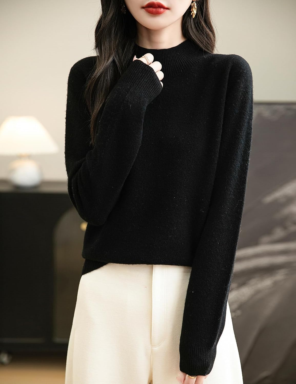 Chanyarn Women's 100% Merino Wool Seamless Sweater Mock Neck First-Line Ready to Wear Long Sleeve Knitted Pullover Tops - Image 3