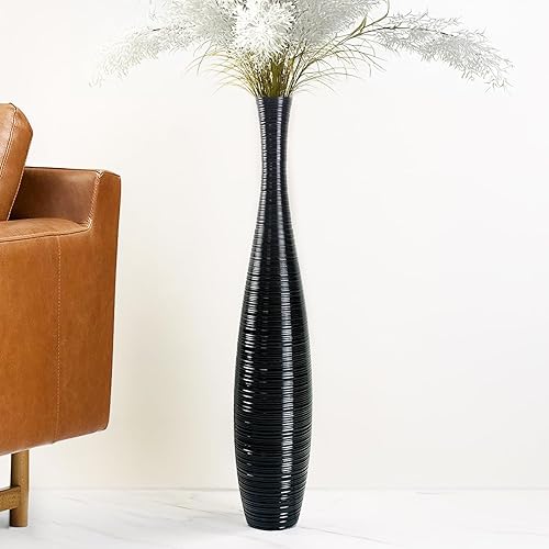 Jarrón alto para piso, jarrones grandes para decoración rústica del hogar, casa de campo moderna, resistente, lujoso, texturizado, recipiente para