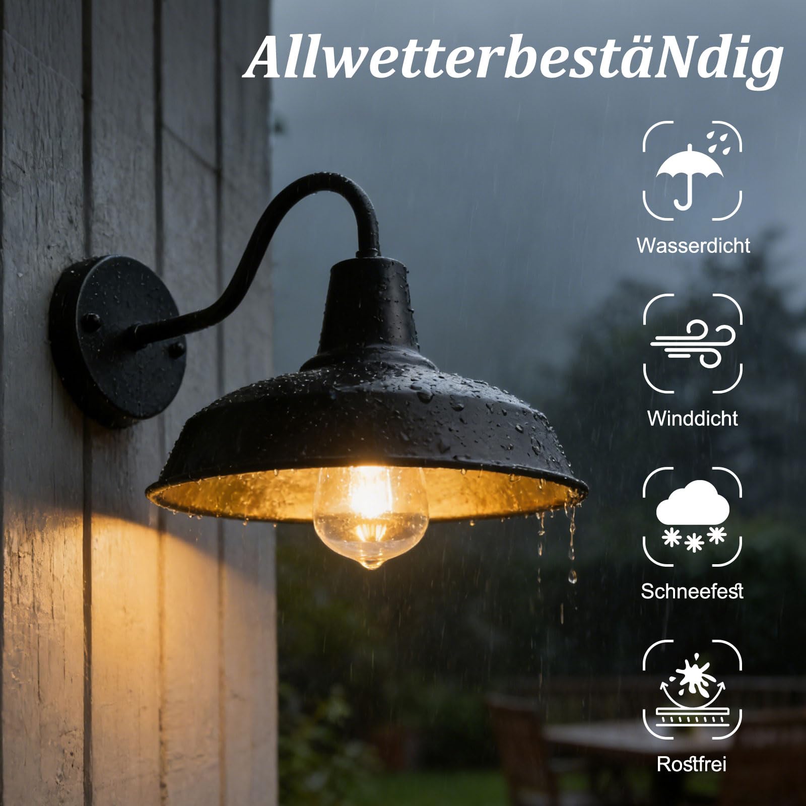2 Piezas Luces de pared retro al aire libre, lámpara de cuello de cisne negra para granero, lámparas impermeables E27 para montaje en pared exterior para porches, garajes y patios