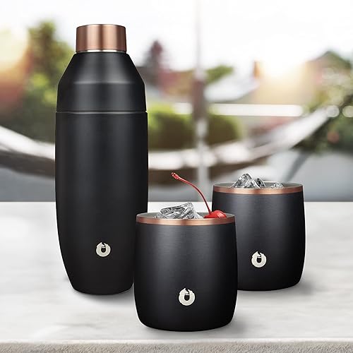 Miniatura 5 de SNOWFOX Coctelera de acero inoxidable con aislamiento al vacío de alta calidad, accesorios de bar en casa, elegante mezclador de bebidas, tapa a