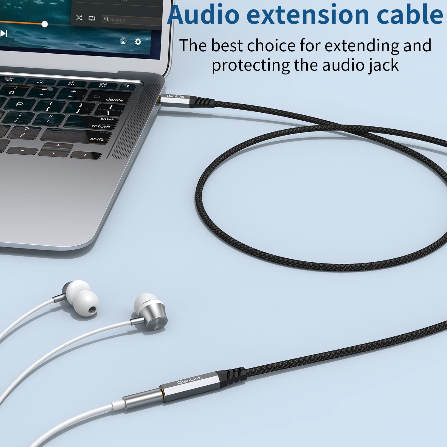 QianLink Headphone Extension Cable, (2-Pack, 6.6ft) 3.5mm Extension Audio Male to Female Aux Adapter Hi-Fi Sound Stereo Extender TRS Cord for Headset, iPhone, iPad, Smartphones, Tablets Media Players