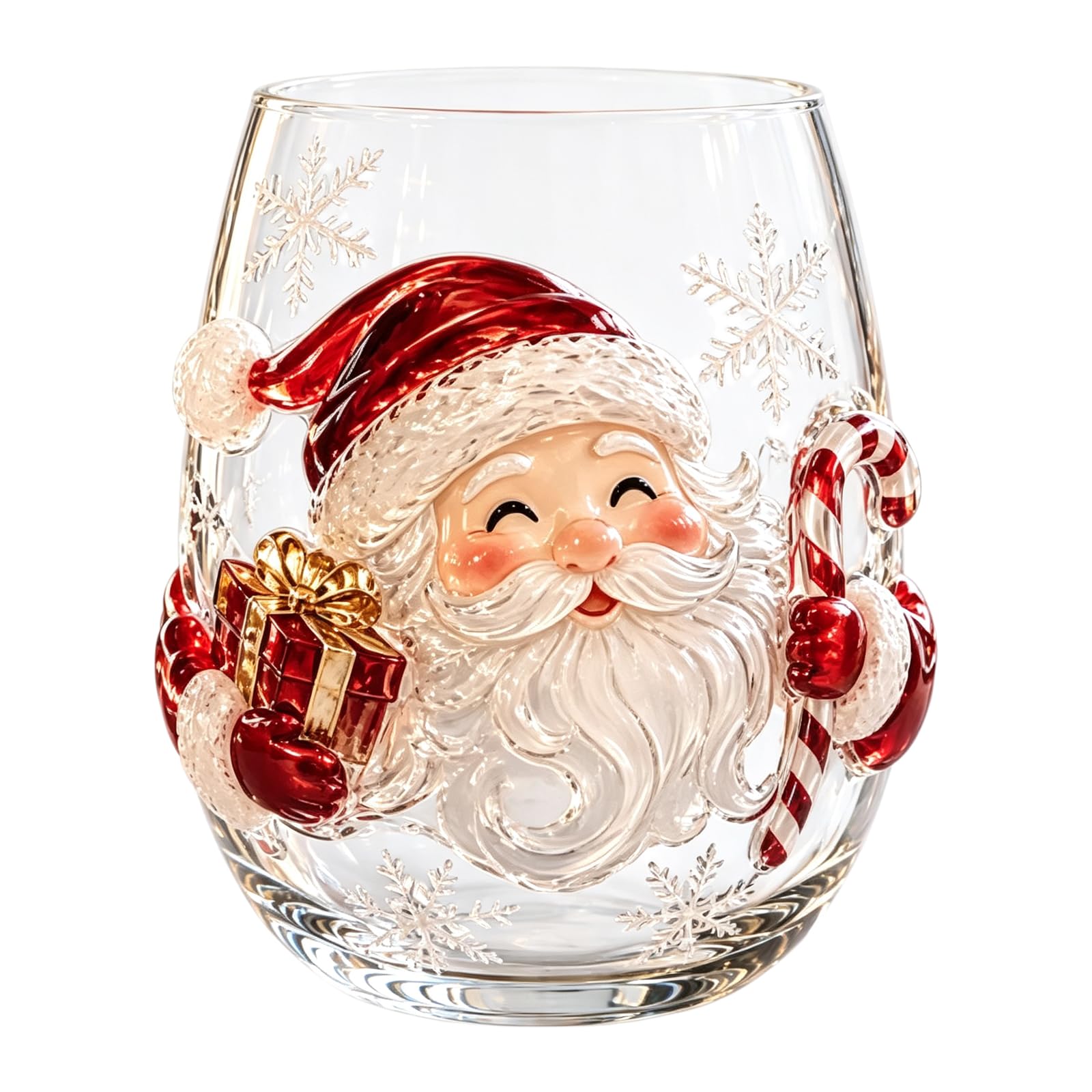 3D Christmas Glass Art Cup | 350ML Christmas Drinking Glasses Drinkware Cup