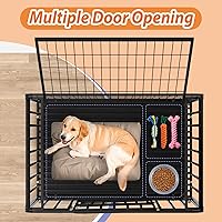 Vista 7 de 48 Inch Indestructible Escape Proof Dog Kennel with Wheels, High Anxiety Steel Indoor Dog Cage with Removable Tray, Heavy Duty Dog Crate Extra Large